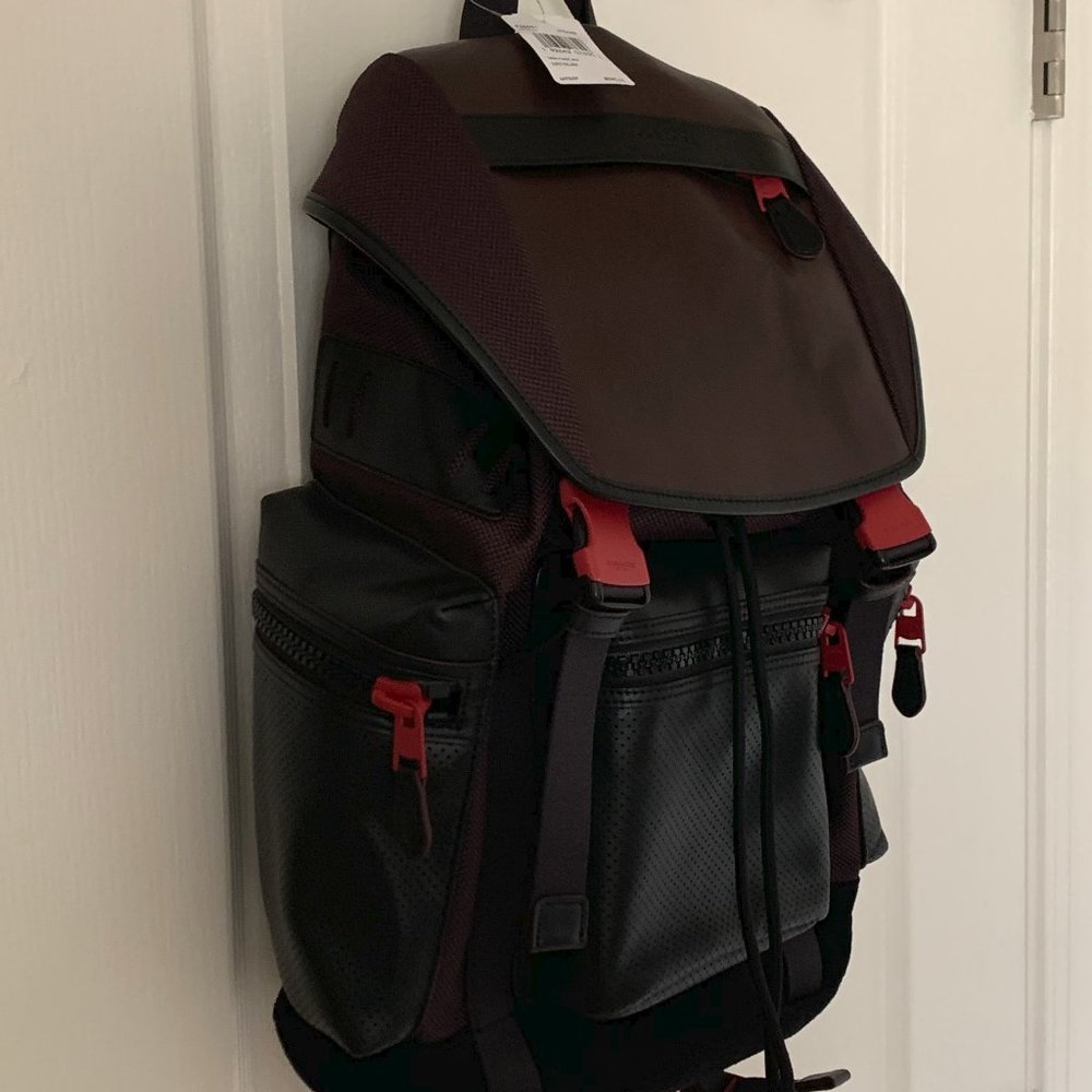 NWT COACH TERRAIN TREK BACK PACK OXBLOOD/TRUE RED